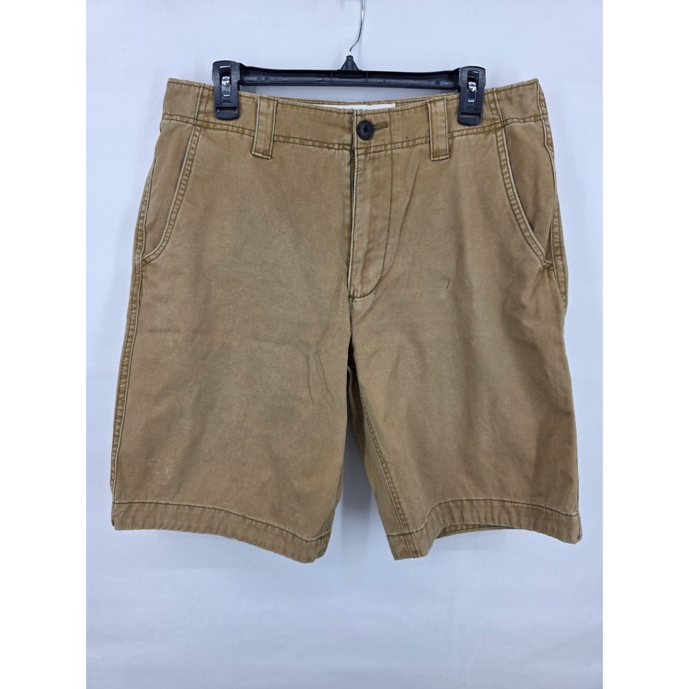 Aeropostale Mens Khaki Tan Chino Shorts Size 32 Flat Front Cotton Twill